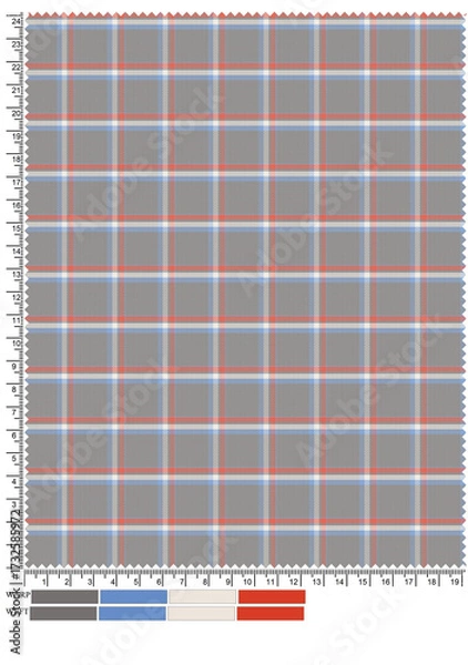 Fototapeta Seamless red and white checkered Gingham plaid tablecloth texture fabric pattern for a picnic vintage design backdrop