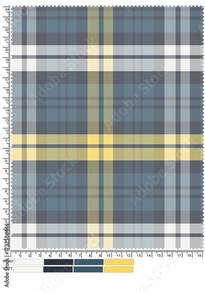 Fototapeta Seamless vector illustration of a vintage pink and green plaid tartan textile pattern on a cloth backdrop