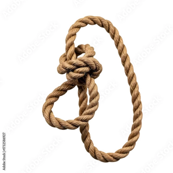 Fototapeta Brown rope with a knot isolated on transparent background