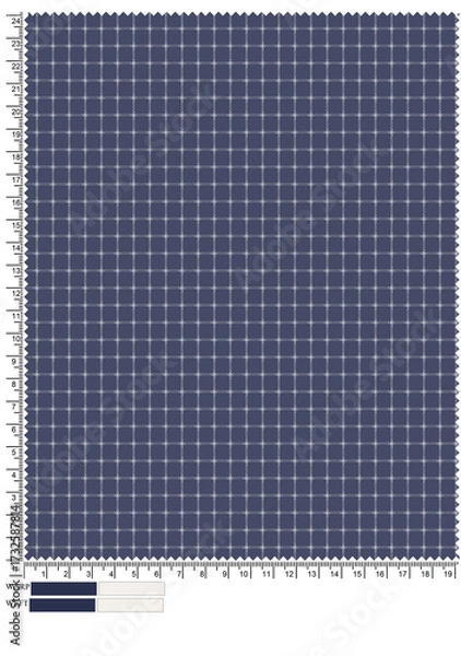 Fototapeta Isolated blue notebook on white surface with a seamless grid pattern texture design