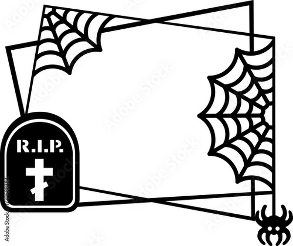 Obraz Halloween frame with gravestone and spider web