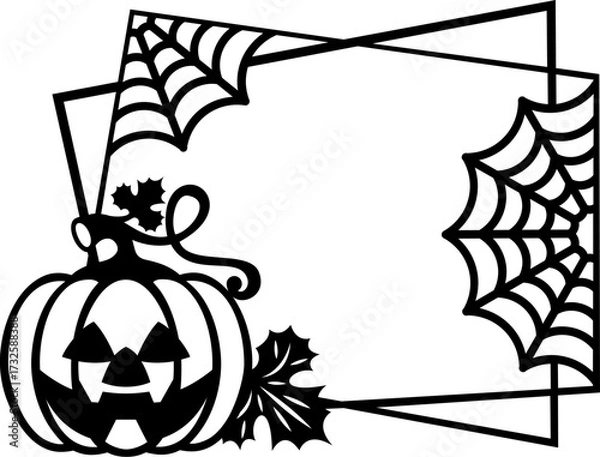 Obraz Halloween frame with jack o lantern and spider web