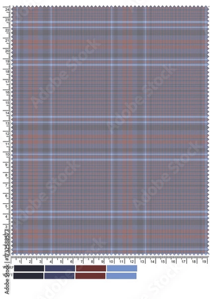 Fototapeta Vector seamless tartan pattern illustration for textile and wallpaper design with bold color and line on a square fabric texture backdrop
