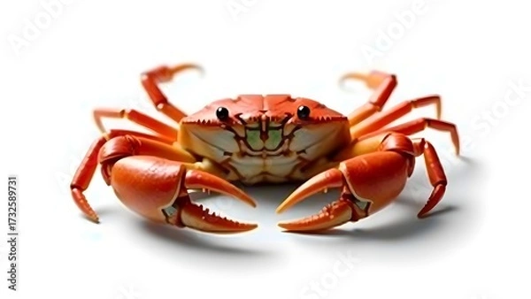 Fototapeta Crab with Claws Raised Isolated on White Background