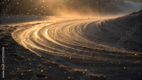 Fototapeta Golden dust motes dance in sunlight on a sandy path image photo