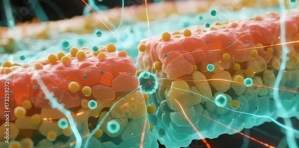 Fototapeta ミクロスコピックな細胞構造の詳細なレンダリング