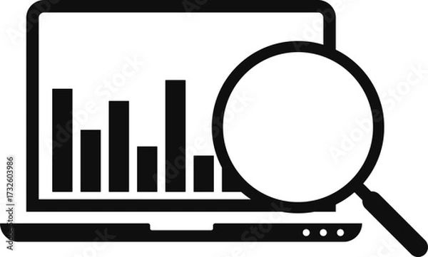 Fototapeta Monitoring icon. element from internet security collection. laptop with a magnifying glass icon. Creative Monitoring icon for web design 