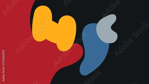 Fototapeta ABSTRACT DARK BACKGROUND WITH HANDDRAWN ORGANIC SHAPES COLORFUL DESIGN VECTOR TEMPLATE FOR WALLPAPER, COVER DESIGN