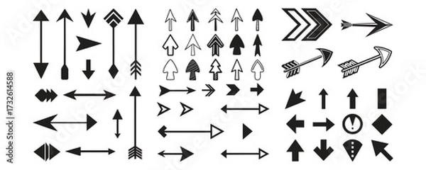 Fototapeta Arrow Icon Set – Black Cursor Collection and Directional Signs