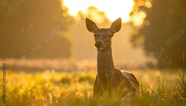 Obraz Deer in golden sunlight
