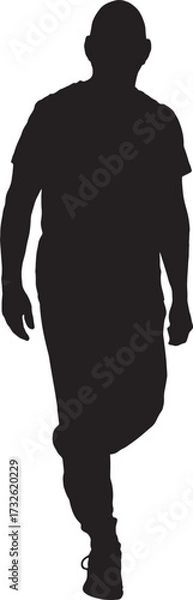 Fototapeta vector, silhouette of front view of a man walking, dressed in sportswear