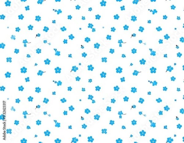 Obraz Delicate blue flower pattern on white