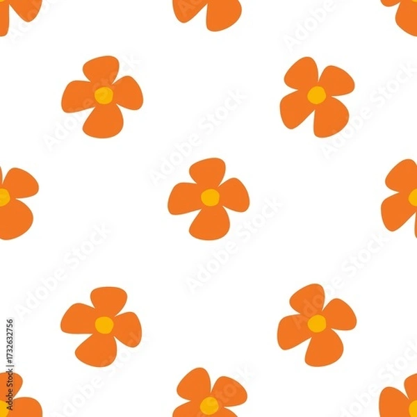 Fototapeta seamless floral pattern with orange flowers 