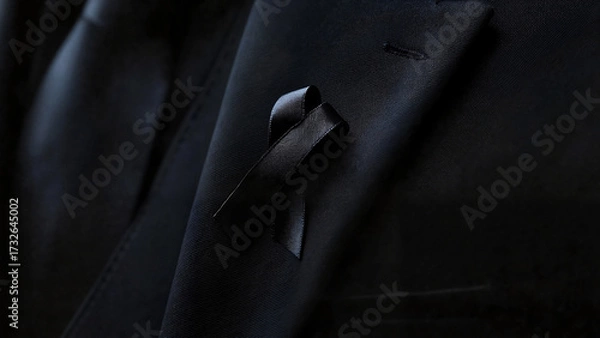Fototapeta Black ribbon on lapel, memorial campaign visuals, editorial illustrations, blog articles on remembrance, professional campaigns, commemorative event invitations, corporate remembrance visuals 