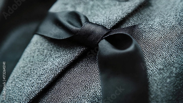 Fototapeta Black ribbon on lapel, memorial campaign visuals, editorial illustrations, blog articles on remembrance, professional campaigns, commemorative event invitations, corporate remembrance visuals 