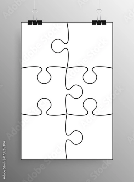Obraz White Puzzle Pieces Jigsaw Vector Background.