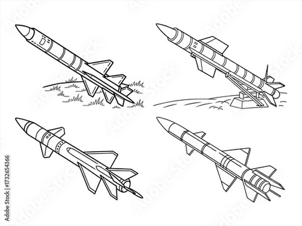 Fototapeta coloring page line art the scud black vector bundle