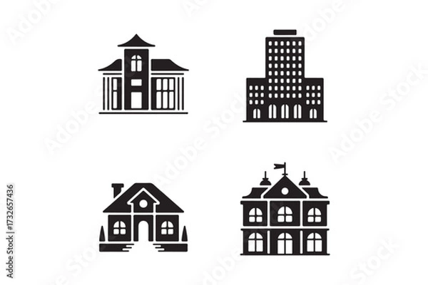 Obraz Collection of four distinct architectural building icons