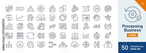 Fototapeta Processing icons Pixel perfect. product, work, activity,...	
