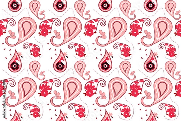 Fototapeta Paisley Pattern, Native American tribal fabric,ethnic art design Continuing the local fabric pattern, used for weaving carpets,vector illustration,wallpaper,embroidery,cards,scrapbooks,flower pattern.