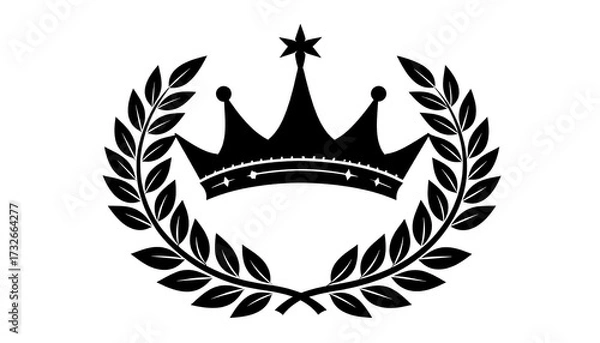 Fototapeta Crown emblem in laurel wreath