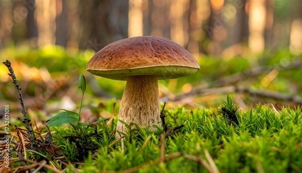 Fototapeta Close-up of a large mushroom in a forest