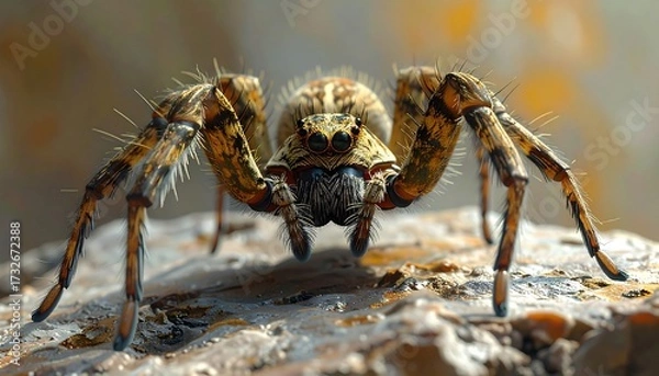 Fototapeta Close-up of a large spider on a rock