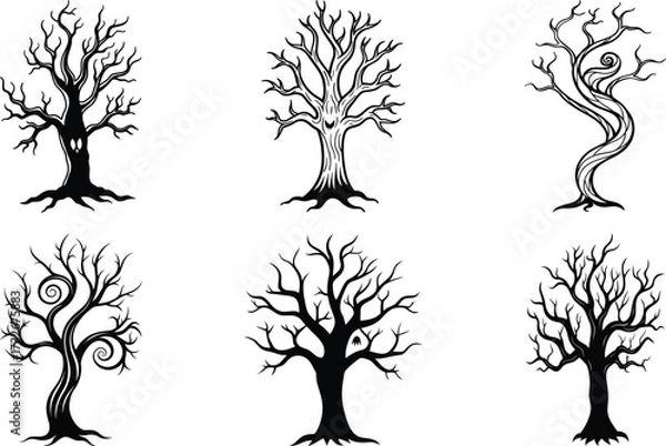 Obraz halloween creepy scary bare tree vector symbol icon design. 