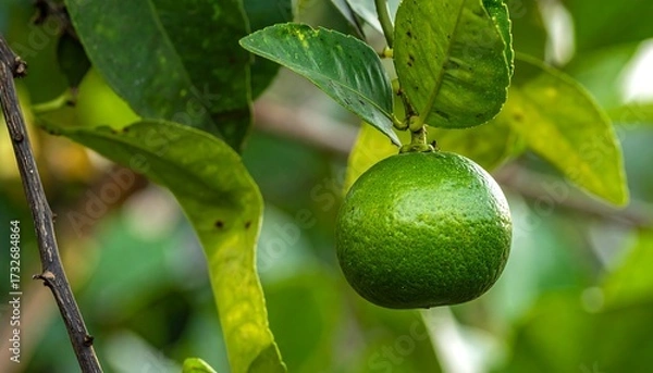 Fototapeta Close-up of a lime on a tree