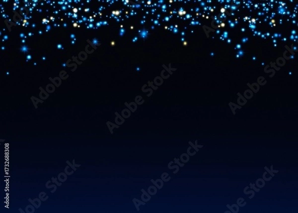 Fototapeta Abstract Blue Glowing Sparkling Confetti Light Glitter Particles PNG on Transparent Background