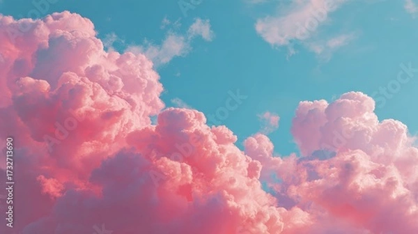 Obraz Soft Pink Clouds in a Blue Sky During Sunset or Sunrise