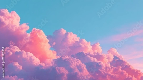 Obraz Pink and Purple Clouds in a Bright Blue Sky at Sunset