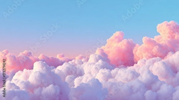 Obraz Soft Colorful Clouds Against a Clear Blue Sky at Sunset