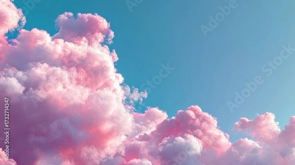 Obraz Soft Pink Clouds Against Clear Blue Sky in Serene Daylight