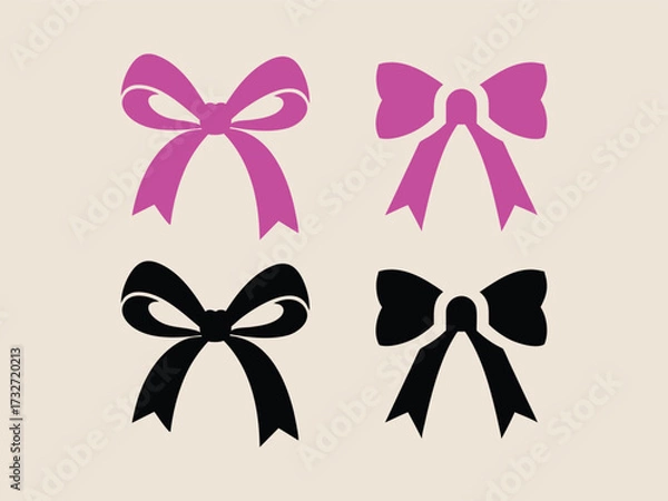 Obraz Gift wrap ribbon vector silhouette