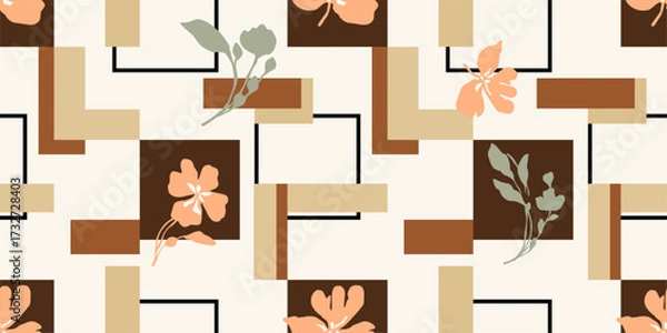 Obraz Seamless abstract geometric floral pattern. Vector Illustration.