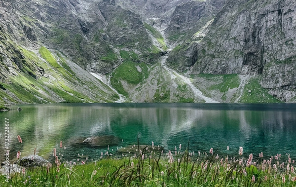 Obraz mountain landscape with lake, High Tatras , Europe mountains