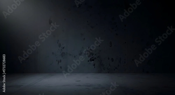 Fototapeta Dark concrete room with a single spotlight from the left