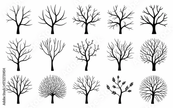 Obraz set of trees silhouettes
