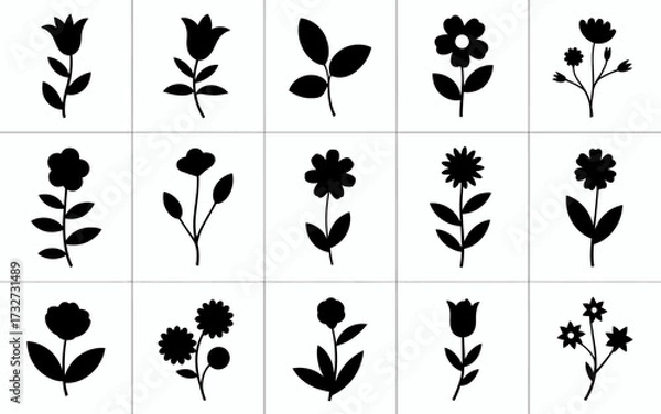 Obraz set of black silhouettes of trees