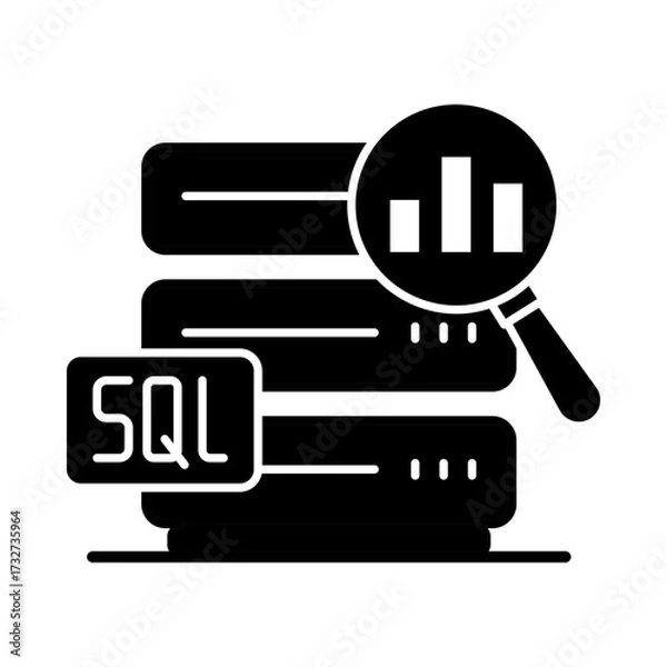 Fototapeta Data Querying Icon, SQL queries, Database search, Information retrieval, Data analysis, and Query execution. Vector illustration.