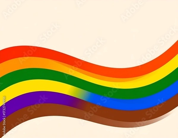 Obraz Smooth rainbow curves on a beige background