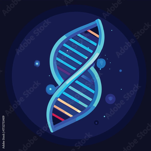 Fototapeta Futuristic Glowing DNA Double Helix Vector Illustration Representing Genetics, Biotechnology, and Scientific Innovation