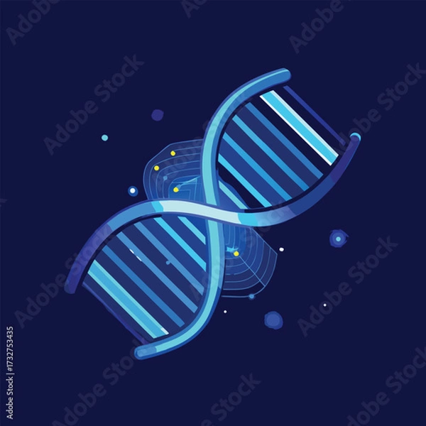 Fototapeta Futuristic Glowing DNA Double Helix Vector Illustration Representing Genetics, Biotechnology, and Scientific Innovation