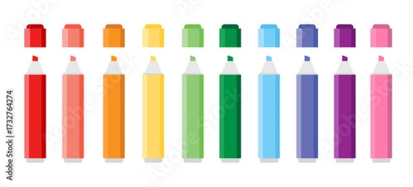 Fototapeta Colorful marker pens set. Highlighter pencil for school or kids