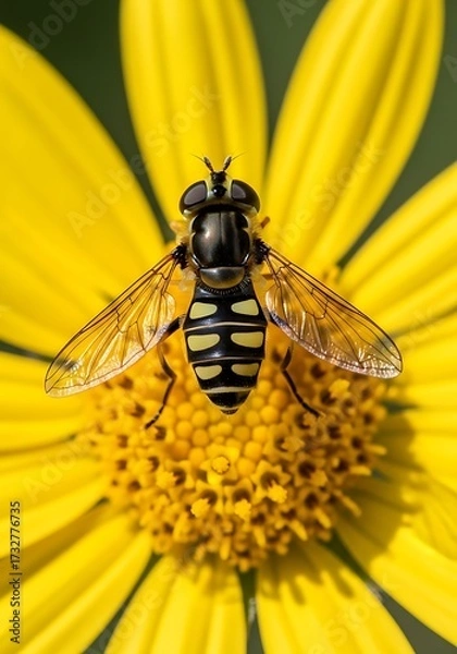 Obraz Hoverfly on a Yellow Flower.