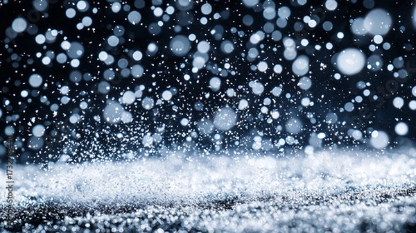 Fototapeta 舞い散る雪と輝く雪の結晶