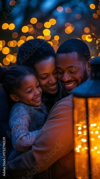 Obraz Family joy during evening gathering with warm lights