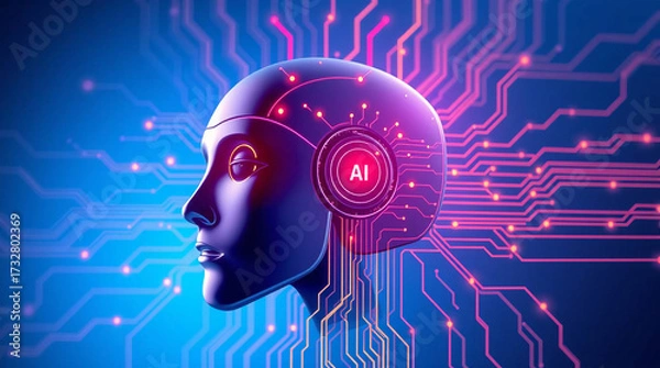 Fototapeta Artificial intelligence (AI) and machine learning concept. 3d rendering