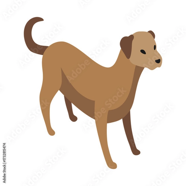 Fototapeta Farm animal isometric. Domestic animal in 3d flat back and front view. Cute game character of dog. Vector icon